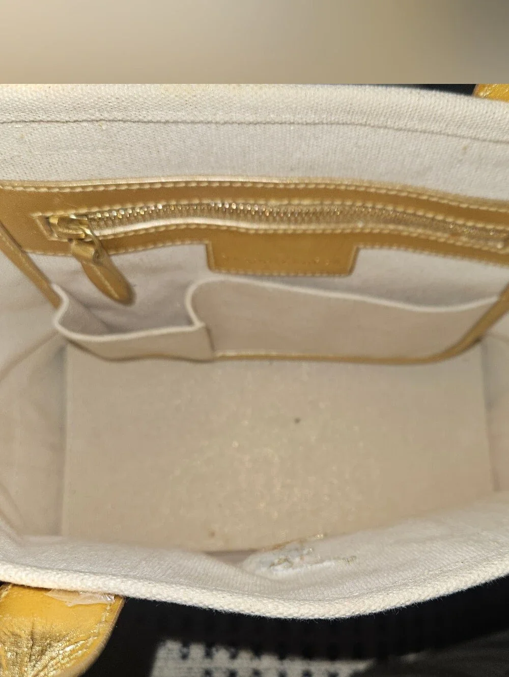 Ralph Lauren Cream and Gold Polo Canvas Tote